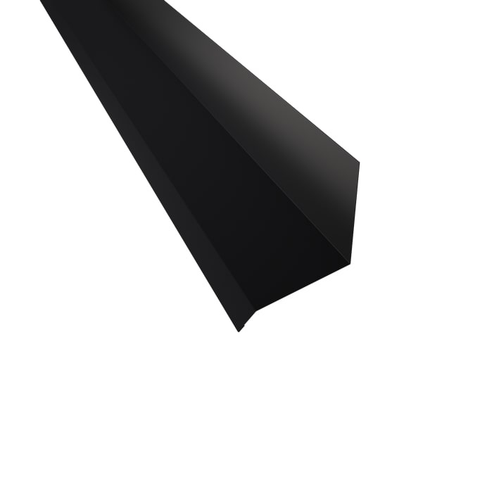 Inddækning mod mur u/fuge rille. 100-95-25×2000 mm. – Sort – 20 års garanti (0,50)