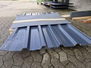 Restpalle: Antracit Trapezplade TP35 i Stål. 15 stk. a 1,93 meter. (29,52 m2) 3-Sortering Transportskade