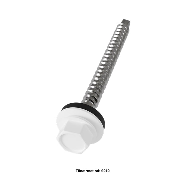 Outlet: Skruer til Ståltag/Facade - Selvbor. skrue 4,8x60mm. Hvid ral. 9003. 100 stk.