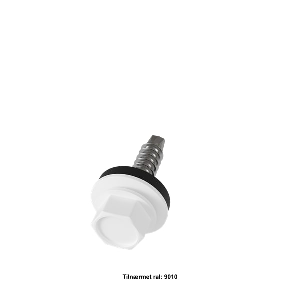 Outlet: Skruer til Ståltag/Facade - Overlapskr. 4,8x20mm. Hvid ral. 9003. 250 stk.