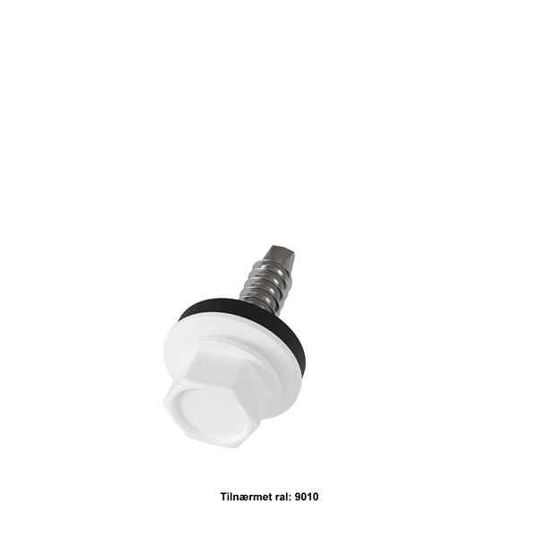 Outlet: Skruer til Ståltag/Facade - Borskrue 4,8x25mm. Hvid ral. 9010. 250 stk.